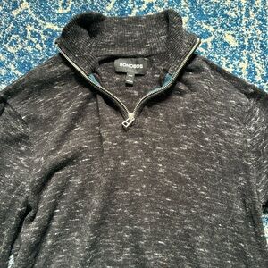 Bonobos Men’s Quarter-Zip Cotton Cashmere Dark Gray size Small